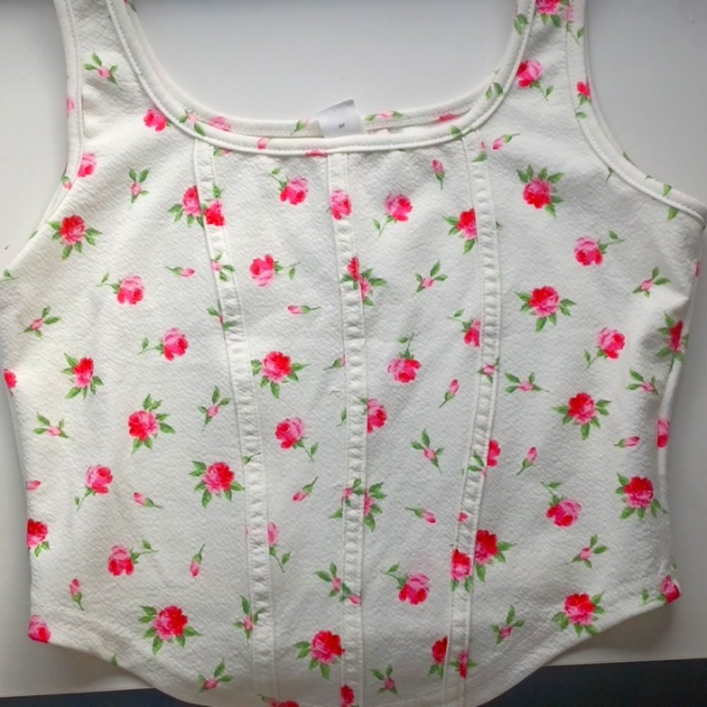 Flower corset look tank top
